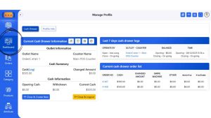 Restaurant POS system - basic mode screen shot demo Dashboard