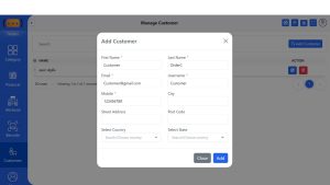 Restaurant POS system - basic mode screen shot demo - add customer