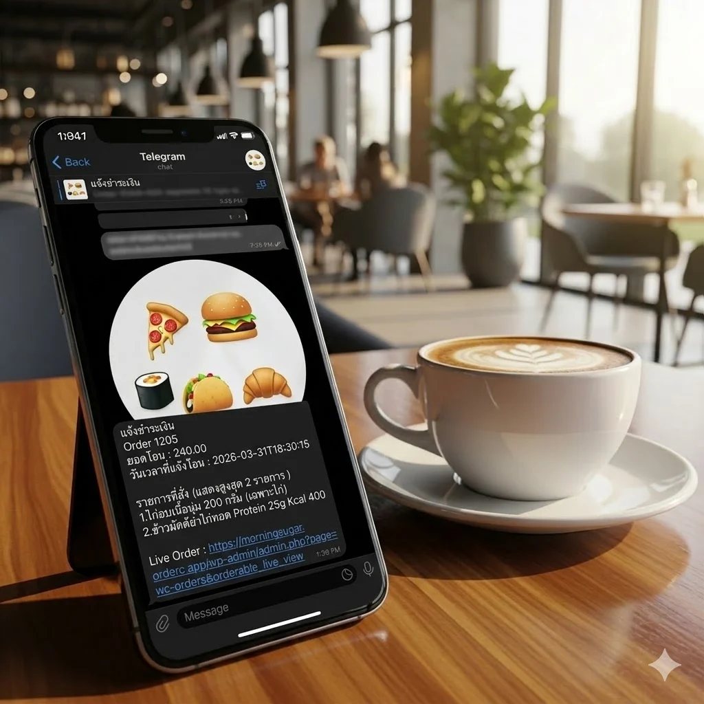 🚀 อัปเกรดระบบร้านอาหาร แจ้งเตือนออเดอร์ไวปานสายฟ้าผ่าน Telegram... ฟรี!